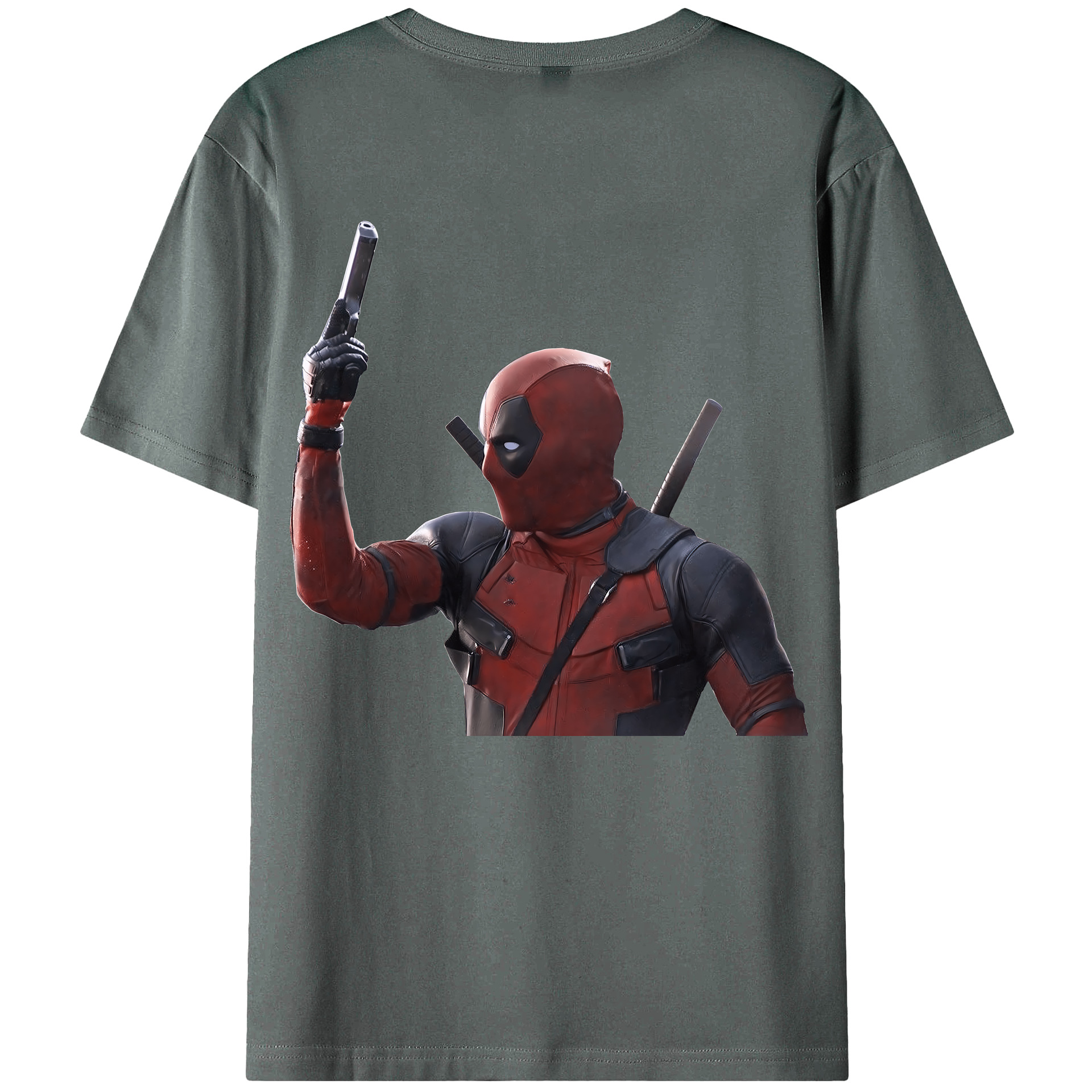 （画像用） Deadpool デッドプール 綿100％ メンズ半袖Tシャツ（バックプリント） 通気性